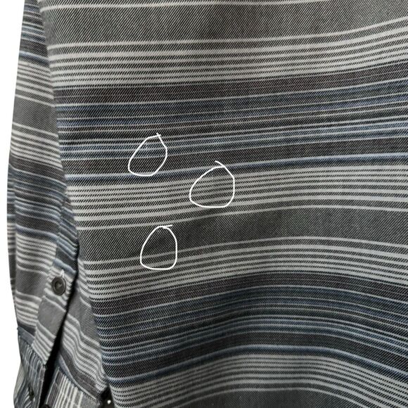 Swiss Tech Mens Size Large Button Up Shirt Long Sleeve Striped Gray Blue - Picture 10 of 10